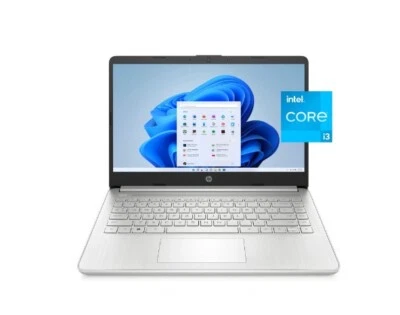 HP 14" Laptop, Intel Core i3-1115G4, 4GB RAM, 128G SSD, Natural Silver, Windows  - Image 1 of 3