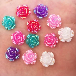 60pcs Flatback Resin Flower Rhinestones - 12mm Flowers Stone Appliques Scrapbook - Imagen 1 de 15
