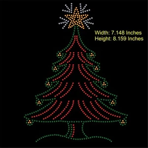 Weihnachtsbaum Strass/Diamant Hotfix Aufbügeln Transfer Motiv Applikation - Bild 1 von 5