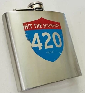 WEEDS Logo TV Series Hit The Highway 420 Stainless Steel Hip Flask - Picture 1 of 4