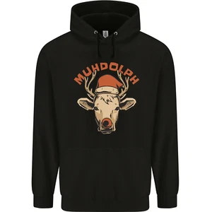 Muhdolf Funny Rudolf Christmas Cow Childrens Kids Hoodie - Picture 1 of 88