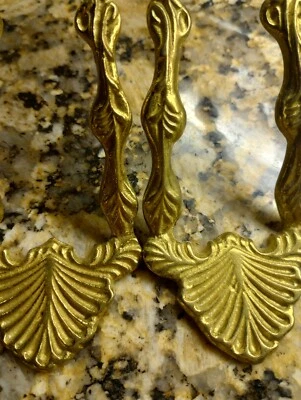  Vintage French bronze curtain TIE BACKS Drapery HOOKS Pair Ex Cond - Image 1 of 4