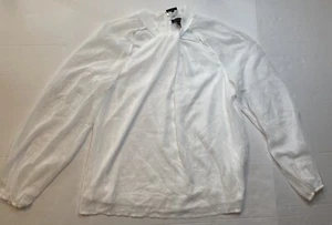 Thalia Sodi Women's CreamLong Sleeve Zip Back Rhinestone Covered Top Size L - Picture 1 of 11