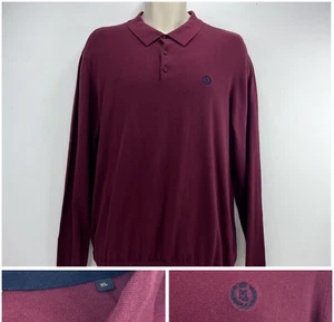 Henri Lloyd Long Sleeve Polo Shirt Men’s XL Burgundy Terraces Football Casuals - Picture 1 of 15