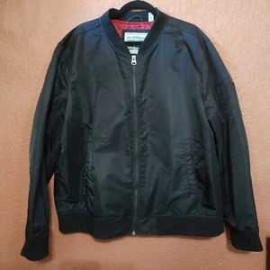 Levis Black Bomber Flight Jacket Satin Unfilled Red Lining Men's Size XXL - Picture 1 of 5