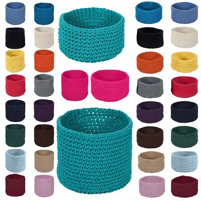 100% Cotton Round Knitted Storage Basket Books & Cloths Storage Handmade Basket - Image 1 of 2