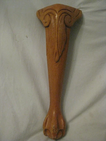 1 x single claw foot table furniture leg ornate wooden  18" hard wood part Cover