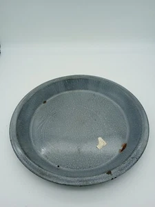 Vintage Enamelware Pie/Plate 10in. Gray - Picture 1 of 8