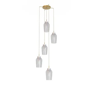 Lampadario in vetro trasparente design moderno oro 5 luci MN-261 - Imagen 1 de 1