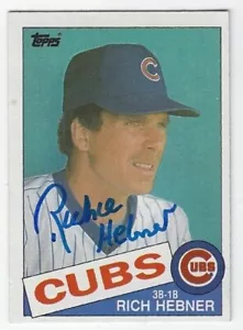 Autographed RICHIE HEBNER Chicago Cubs 1985 Topps card #124 wShowTicket - Picture 1 of 1