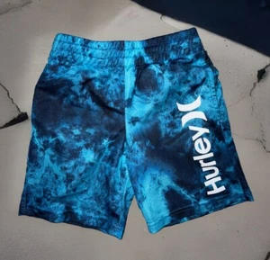 Hurley Kids Little Boys Pull On Elastic Waist Blue Tie Dye Logo Shorts Sz 5 EUC - Picture 1 of 9