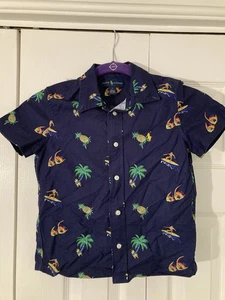 Ralph Lauren Shirt Boys 6 Short Sleeve Surfer Floral Beach Pineapples Hawaiian - Picture 1 of 6