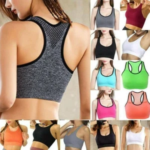 ㅉWomen Lady Padded Sports Bra Workout Fitness Shaper Vest Gym Yoga Run CropTops - Picture 1 of 17