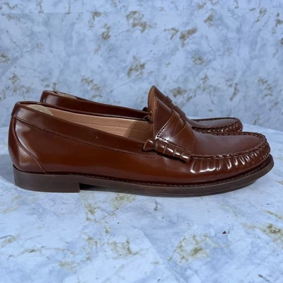 J Crew Winona Women's Size 11 Shoes Brown Leather Comfort Moc Toe Penny Loafers - Image 1 of 4