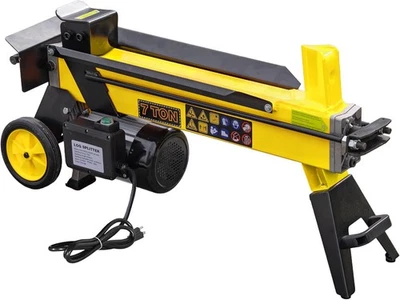 Divisor de troncos eléctrico de 7 toneladas con motor de 15 amperios para calefacción en el hogar y uso en exteriores amarillo Foto 1 de 4