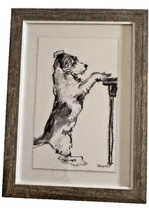 Cute Dog Print Charcoal Drawing Puppy Creative Co Op 2019 Gracie Tapner Artist - Picture 1 of 3