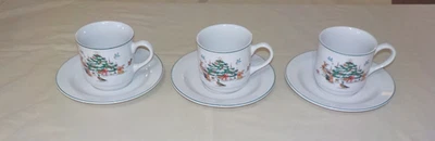 “WOODLAND CHRISTMAS” Ming Pao 3 tazas y 3 platillos Foto 1 de 4