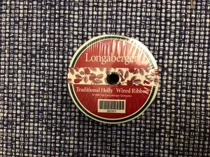 LONGABERGER Wired Ribbon 5yds TRADITIONAL HOLLY  New in Package - Picture 1 of 3