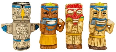 4 Stück Tiki Cocktail Becher mit Motiv 430ml-480ml Trinkglas Restaurant Bar Deko - Bild 1 von 2