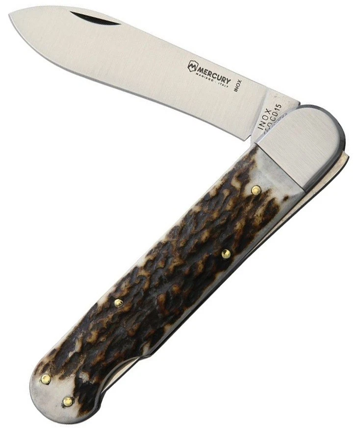 Mercury Lockback Folding Knife 3.5" Satin Stainless Steel Blade Stag Handle - Image 1 of 1