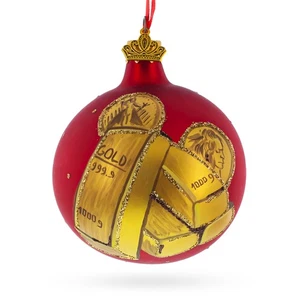Gold Bars and Coins Glass Ball Christmas Ornament 3.25 Inches - Picture 1 of 5