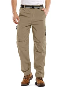 Mens Waterproof Hiking Pants, Outdoor Snow Ski Fishing Fleece Lined Insulated... - Picture 1 of 9