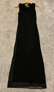 Vintage Parallel Womens Maxi Dress Size 2 Black Chiffon Cowl Neck Sleeveless 90s - Picture 1 of 8