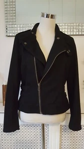 Debenhams Red herring Black Wool Blend Biker Style Ladies Jacket Size 12 - Picture 1 of 10
