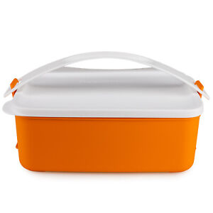 Tupperware To Go 1x Behälter Picknick 1,5 L Orange + 1x Griff weiß