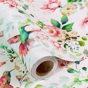 Yarcony Gift Wrapping Paper Roll - 17 17 Inch X 33 Feet White - Flower Bird - Picture 1 of 7