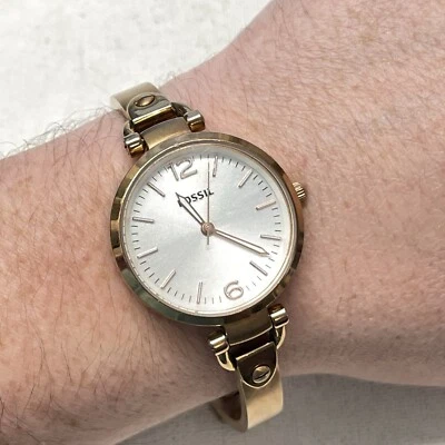 Reloj Pulsera Fossil Damas Tono Cobre Acero Inoxidable 32mm 7" ES3110 Batería Nueva Foto 1 de 4