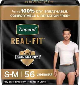 Depend Real Fit Incontinence Underwear for Men, Small/Medium, Grey, 56 Count - Picture 1 of 6