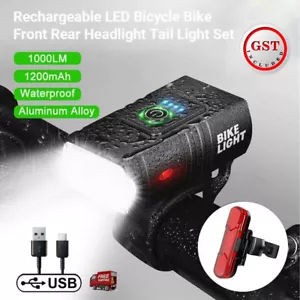 LED Bicycle Bike Light Set Rechargeable Front Rear Headlight Tail Light Set AU - Picture 1 of 17