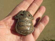 RARE! EARLY Vintage 1927 DEPUTY SHERIFF Franklin Co. Ohio Police BADGE Obsolete!