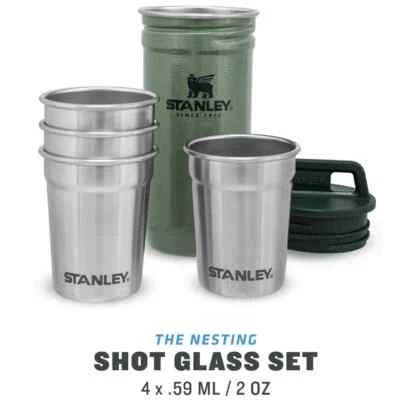Stanley Adventure Series 4 Stainless Steel Shot Glass Set 59ML- Hammertone Green - Image 1 of 4