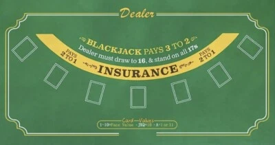 Blackjack Fieltro 36”x72” Diseño Mesa Verde Alfombrilla Portátil Fieltro Holdem Poker Foto 1 de 4