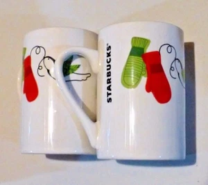 Menge 2 Starbucks Holiday Fäustlinge Becher Tasse Keramik 10,oz FS X - Bild 1 von 5