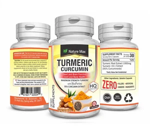 Joint Stiffness Pain , Arthritis Supplements 95% CurcuminTurmeric 60Pills - Picture 1 of 4
