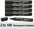 1 to 100 Black Permanent Marker Pens All Surface Bullet Tip Waterproof New