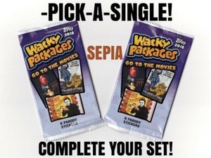 2018 Wacky Packages Go To The Movies "PICK-A-SINGLE" SEPIA Sticker Cards 👀