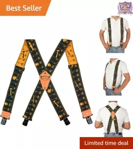 2" Wide Elastic Suspenders with Hand-Stitched Leather - X Back Comfort - Picture 1 of 11