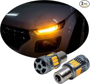 LED Turn Signal Bulb 2PCS 36SMD 1156 BAU15S Yellow 10-30V Cooling Fan HYUGA - Picture 1 of 4
