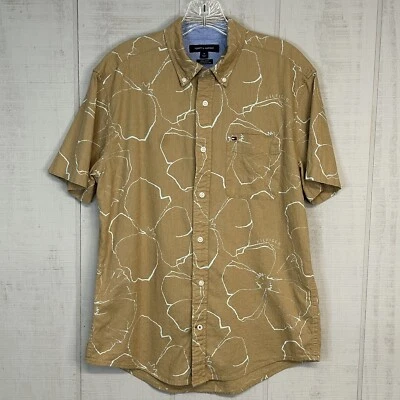 Camisa Tommy Hilfiger Para Hombres Mezcla de Lino Talla M Manga Corta Abotonada Tropical Playa Foto 1 de 4