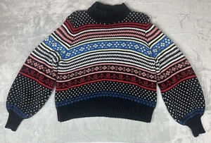Birdseye Chunky Sweater Women XL American Eagle Bishop Balloon Sleeve Multicolor - Picture 1 of 12