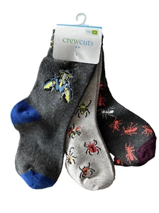 J Crew Crewcuts  Boys Socks  Small Shoe Sz 8-10 Insect prints Nwt  3 Pair - Picture 1 of 5