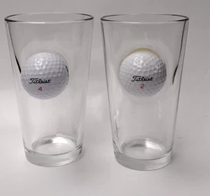 Pair of Golf Ball Glass Titleist Ball Embedded in Glass Novelty - Picture 1 of 3