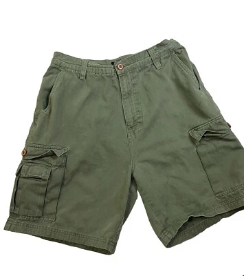 Pantalones Cortos Carga Para Hombre No Fear Años 90 Verde Oliva Sueltos Algodón Y2K Botón 8" Entrepierna 31 Foto 1 de 4