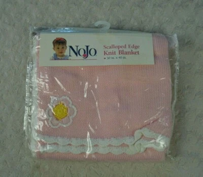 NoJo зубчатый край Baby одеяло розовый цветок белый желтый свитер вязаный новый - Изображение 1 из 4