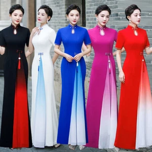 Chinese Traditional Hanfu Dress Women Summer Long Cheongsam Evening Qipao Gowns - Picture 1 of 12
