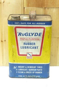 Vintage Empty 1 Gallon RUGLYDE Triple Purpose Rubber Lubricant Metal Can INV - Picture 1 of 5